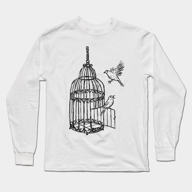 Bird cage image Long Sleeve T-Shirt by rachelsfinelines